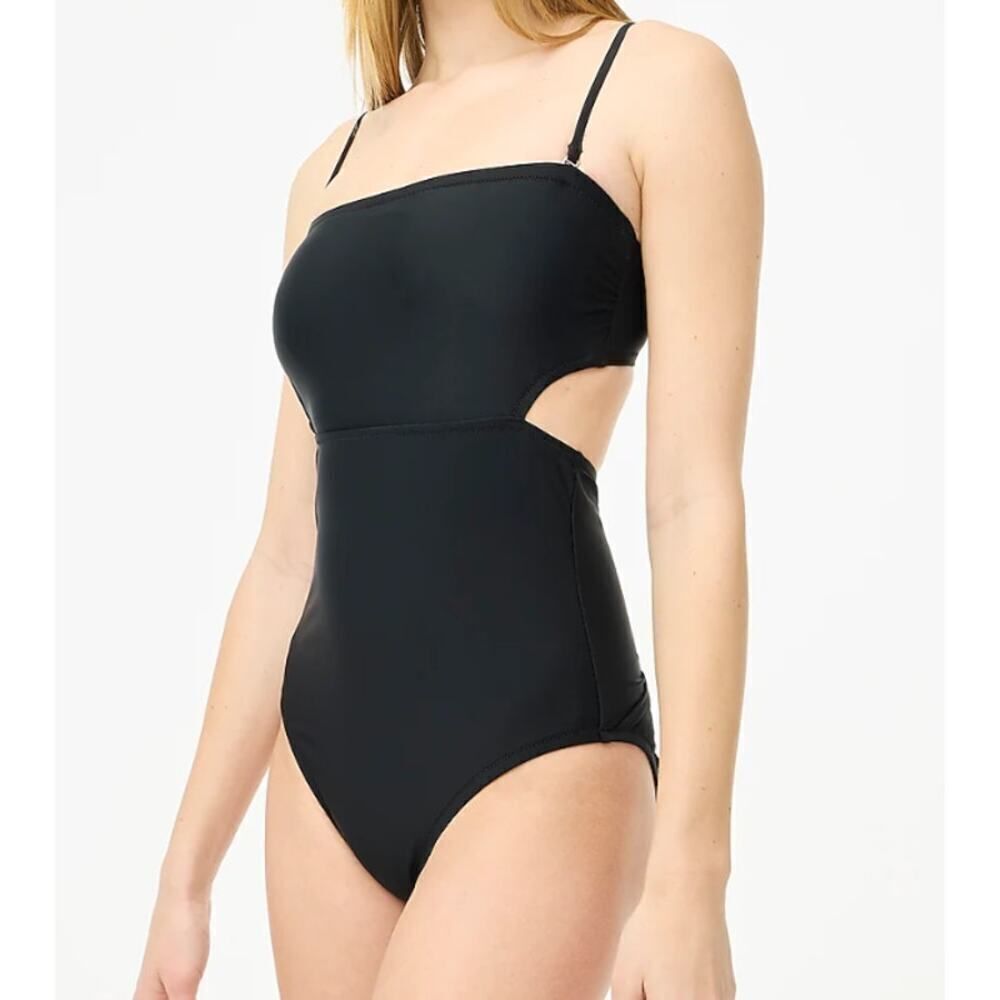 J.Crew Factory Cut Out One Piece Swimsuit Women's XS Black NWT
